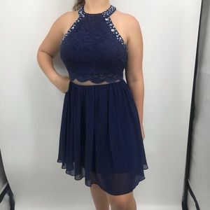 Navy blue prom fancy elegant homecoming dress
